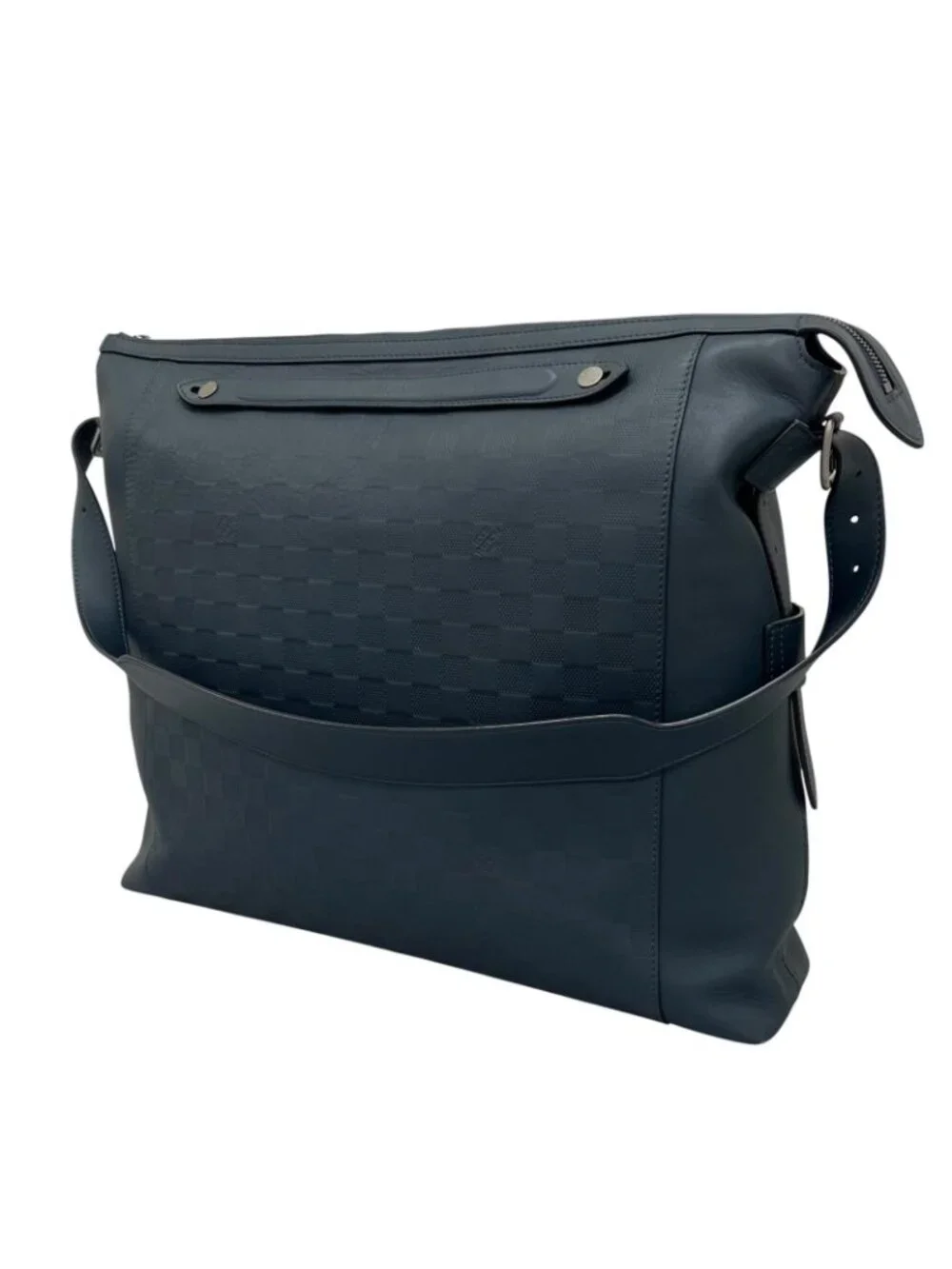 Louis Vuitton Duplex Damier Infini Leather Blue Shoulder Bag Silver
